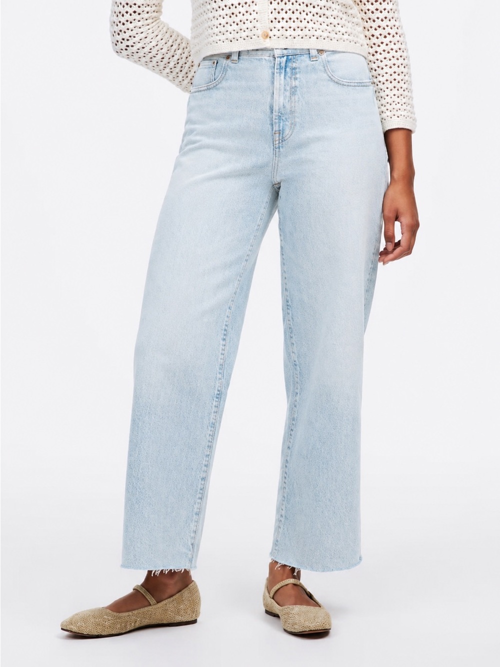 Madewell The Perfect Vintage Wide-Leg Crop Jean Airy Denim Size 28